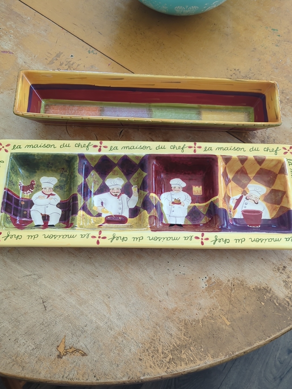 Jennifer Brinley 4 Compartment Condiment Tray & Matching Long Serving Tray Set